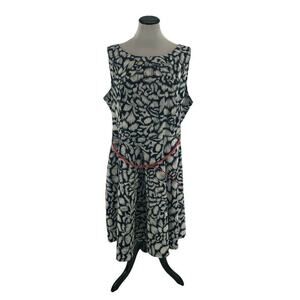 Signature Darby Dress Women Size 22W Multicolor A-line Sleeveless Belted Pleated